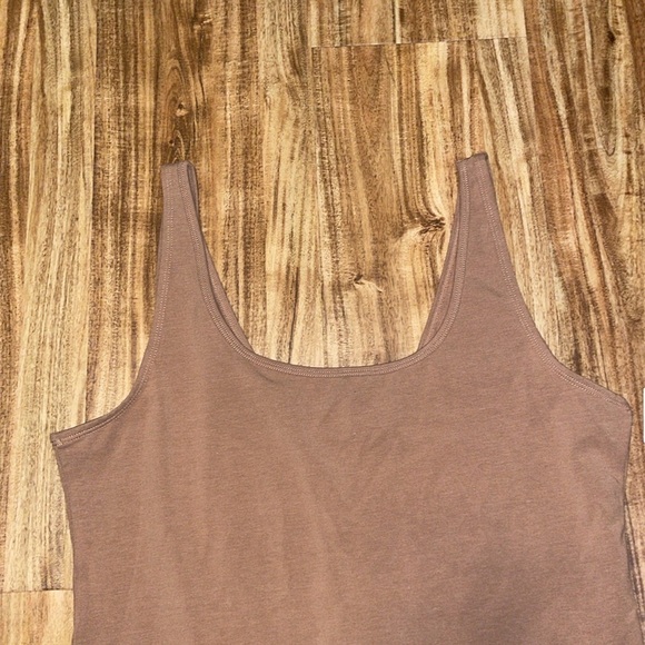Auden women’s XL 16 Bodysuit brown tan  unlined tank thong snap basic layer NWT - Picture 4 of 9